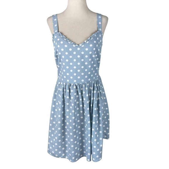 Rosie Harlow Blue Polka Dot Dress - Picture 1 of 8